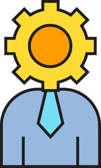 Businessman with Gear Head Icon
