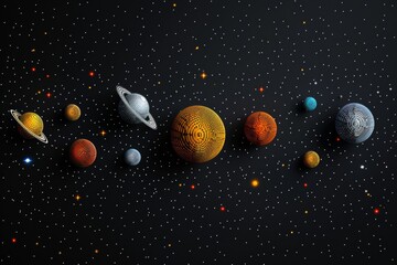 Digital illustration of the solar system with planets and stars