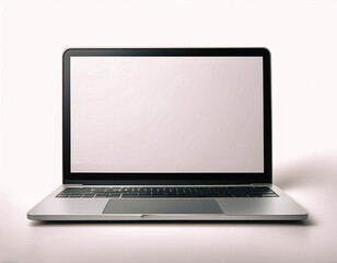 Fototapeta premium Laptop with blank empty white screen display mock-up, isolated on white background