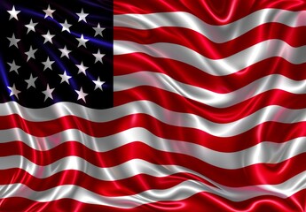 Waving American Flag with a Satin Texture