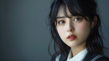 見つめる日本の女子高生