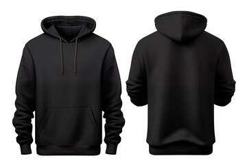 Blank black hoodie template. Hoodie sweatshirt long sleeve with clipping path