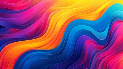 Obraz premium Vibrant Abstract Waves with Multicolored Gradient Creating Dynamic Flowing background