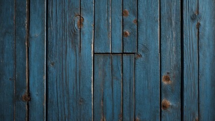 Naklejka premium Rustic blue wooden planks creating an aged texture effect.