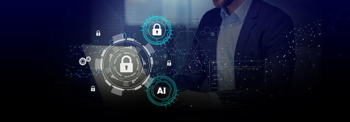 Data protection and cyber security. commercial and financial data connected to a virtual network, a clever defense against cyberattack, and innovative technology