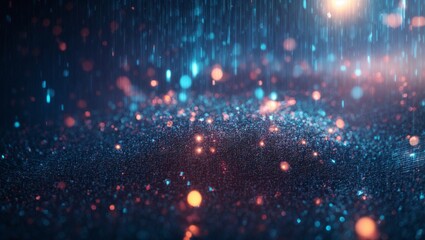Fototapeta premium Cosmic Shimmer: Abstract background of luminous blue and orange bokeh lights, evoking a sense of wonder and cosmic beauty. Perfect for presentations, website backgrounds, and design projects. 