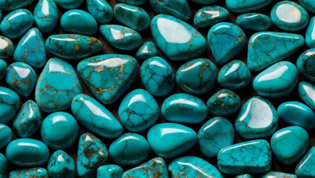 Polished turquoise stones with natural veining details