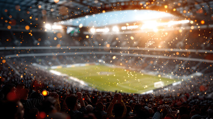 Obraz premium Illuminated Soccer Stadium with Festive Atmosphere