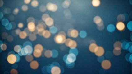 Fototapeta premium Azure Bokeh Lights: An ethereal, defocused background of twinkling lights in soft blue and gold tones. 