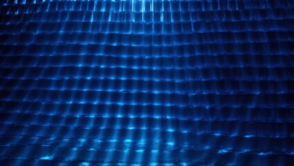 Naklejka premium Abstract Blue Grid Pattern: A mesmerizing abstract pattern of repeating blue squares bathed in light, creating a sense of depth and flow. The blue tones are both calming and energetic, evoking a sense