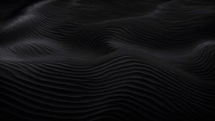 Ebony Waves: Abstract texture of flowing black fabric with undulating folds, creating a captivating interplay of light and shadow. 