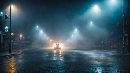 Lonely Drive in the Urban Rain