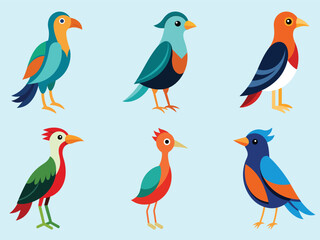 Adorable Bird set vector illustration