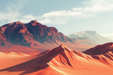 A desert landscape with mountains in the background
