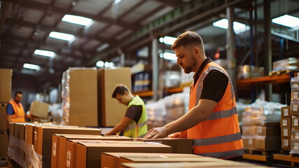 Efficient Warehouse Team Packing Boxes Shipping Operations Logistics Management