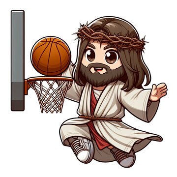 jesus play basketball slam dunk