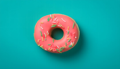 Frosted sprinkled donut in the shape of the letter O