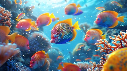 Obraz premium Vibrant Tropical Fish in Coral Reef