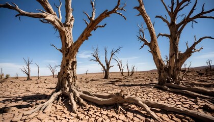 Obraz premium Concetto di cambiamento climatico, desertificazione del suolo, siccità distruzione del suolo