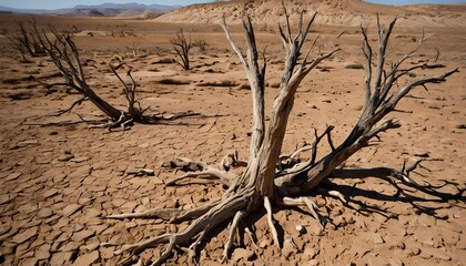 Concetto di cambiamento climatico, desertificazione del suolo, siccità distruzione del suolo