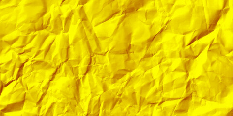 Vector realistic crumpled paper texture background. Clean yellow paper, wrinkled, abstract background.