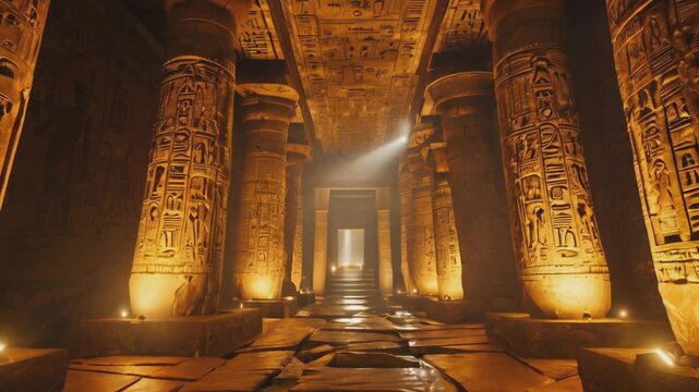 The mysterious interior of ancient Egyptian temples, tombs and pyramids.