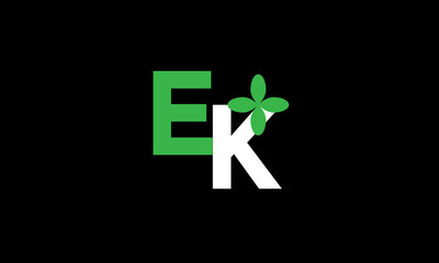 Fototapeta premium EK Leaf Logo Initial Green Nature