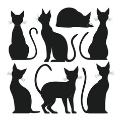A set of Halloween cat silhouette vector