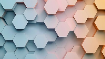 Minimalist Pastel Geometric Hexagonal Wallpaper Background with Sleek Digital Shapes