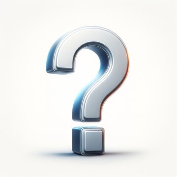Silver metal question mark on white background. concept of questioning, doubt, help, problem, interrogation. 3d icon.