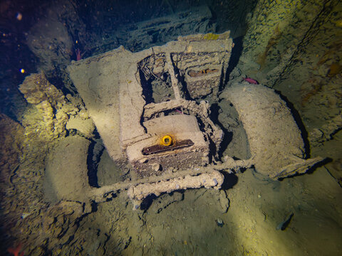 Morris Commercial CS8 Truck WW2 Lorry inside the Cargo Hold of the Sunken Ship Wreck of the SS Thistlegorm in the Red Sea in Egypt