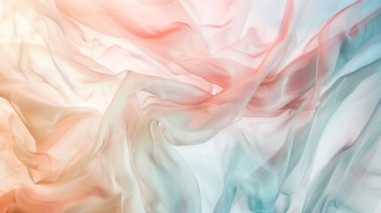 Obraz premium Delicate waves of fabric in blue and pink tones blend in a harmonious, dreamy swirl.