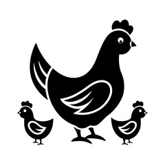 hen and chicken Vector