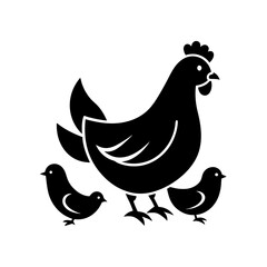 hen and chicken Vector