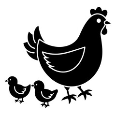 hen and chicken Vector