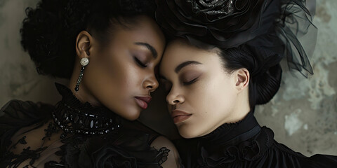 A Wink in the Tears: A beautiful woman, dressed in black, wiping away a tear as she gazes lovingly at the departed