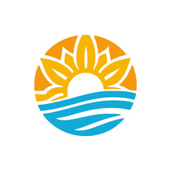 sun and sea nature logo vector illustration template design