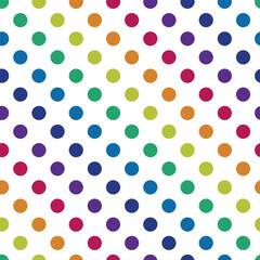 Prade rainbow seamless pattern. Rainbow polka dots pattern.  Rainbow dots circle. Vector abstract background. Rainbow dots on wight background.