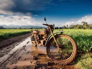 Obraz premium old motorbike broken down 