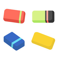 Errasers set isolated  on white background Vector flat illustartion EPS 10