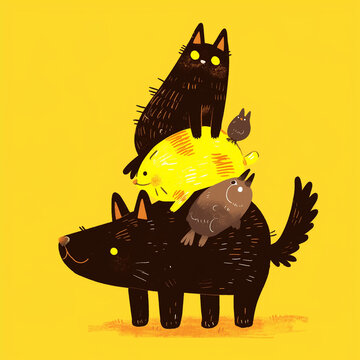 cat and his friend. funny cat and frien