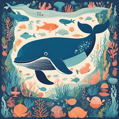 Obraz premium whale and dolphin