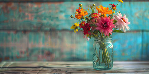 The Soothing Balm of Nature: Vibrant flowers in a mason jar brighten up the room, bringing a touch of serenity to the little one's struggle