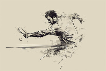 Fototapeta premium A man is playing tennis and is about to hit the ball