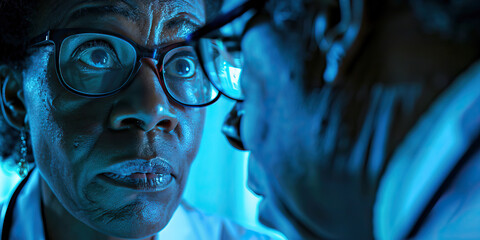 The Doctor's Watchful Eye: A medical professional diligently examines the patient, striving to find the best course of treatment.