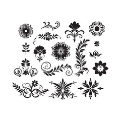 A collection of simple floral and ornamental designs