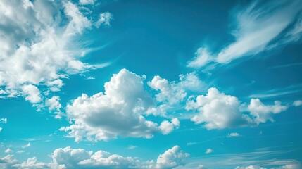 A very beautiful photo of the blue sky and a few white clouds that look like cotton