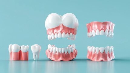 Flat design dental X-ray illustration showcasing teeth and jaw anatomy, ideal for educational materials and dental health awareness campaigns.