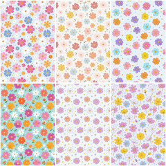可愛いコスモスのパターン柄6点セット