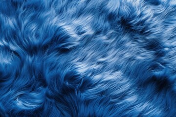 Obraz premium Close-up of blue faux fur texture with soft, flowing strands. Backdrop for fashion design, home decor, background with copyspace for vibrant, plush material